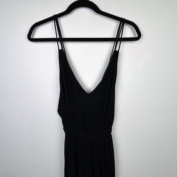 Rokoko Black Strappy Flowy Sleeveless Maxi Dress Sexy Side Slits Open Back LBD S - Picture 3 of 13